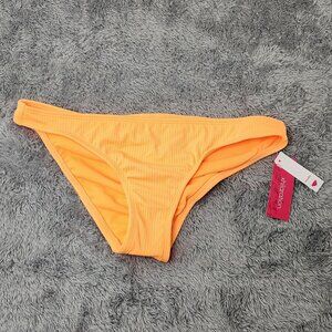 Xhilaration Bikini Bottoms M (4-6) Orange Ribbed‎ Cheeky Swim Swimwear